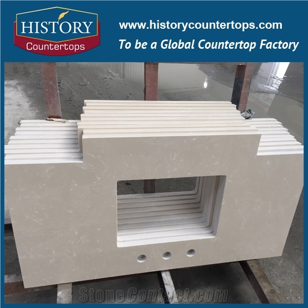Best Price Boticro Koyal Quartz Stone Countertops,Beige Artificial Stone Bathroom Countertops for Multi-Family,Apartmen,Hospitality Project