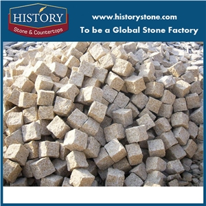 China Cheap G682 Granite Cube Construction Material Pineapple Paving Stone,Golden Granite Pavers, Cobble Flooring,Cube Stone,