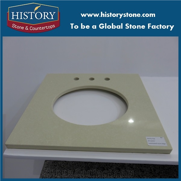 Chinese Hot Popular White Quartz Stone Buttermilk Countertops, Artificial Stone Countertops,Solid Surface Bathroom Vanity Tops with Eased Polished