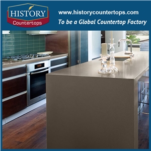 Chinese Popular Low Price Brown Color for Quartz Stone Countertops,Polishing Engineered Stone Kitchen Worktops,Kitchen Countertops,Custom Countertops