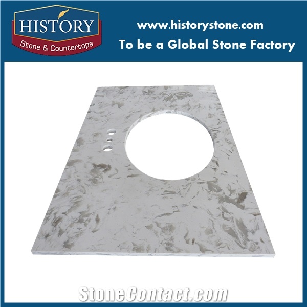Factory Cheap Price Artificial Stone Wholesale Quartz Bathroom Countertops,Engineered Stone Bathroom,White Artificial Stone Tops with Easy Polished