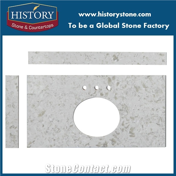 Factory Cheap Price Artificial Stone Wholesale Quartz Bathroom Countertops,Engineered Stone Bathroom,White Artificial Stone Tops with Easy Polished