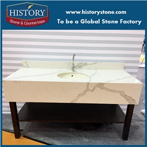 Factory Price Classic Gold Quartz Countertops,Engineered Bathroom Tops,Custom Vanity Tops for Hospitality,Mulit-Family and Apartment Project