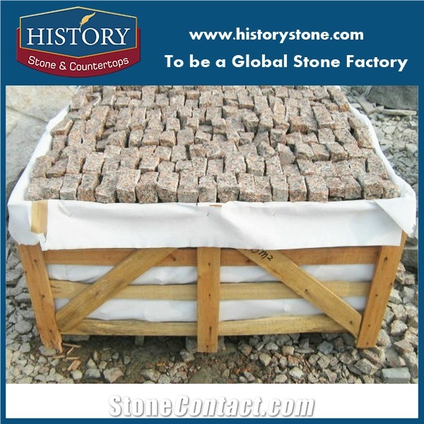 G562 Red Granite Cobble Stone, Medallion Paver Stone, Paving Stone Cube Stone Paver Exterior Pattern Landscaping Stone