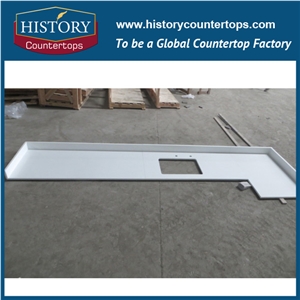 Historystone Pure White Quartz Kitchen Countertops, Island Tops Quartz Stone Kitchen Countertops and Worktops