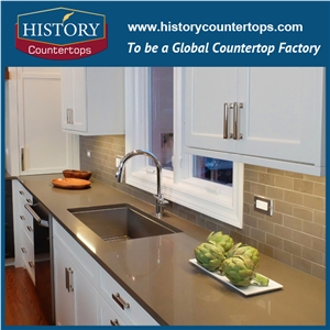 Hottest Sale Shasta Brown Engineered Stone Kitchen Countertops,Quartz Stone Bar Tops Cut-To-Size for Multi-Family and Apartment Project
