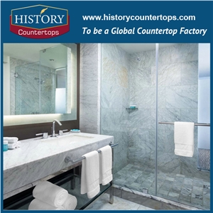 Natural Bianco Carrara03 White Marble for Iinterior Home Decoration, Fantasy White Marble for Bathroom Vanity Top Custom Bath Top for Sales