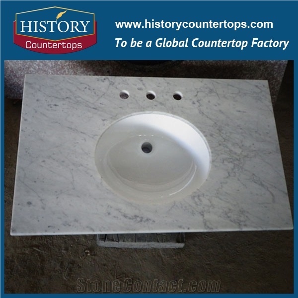 Natural Bianco Carrara03 White Marble for Iinterior Home Decoration, Fantasy White Marble for Bathroom Vanity Top Custom Bath Top for Sales