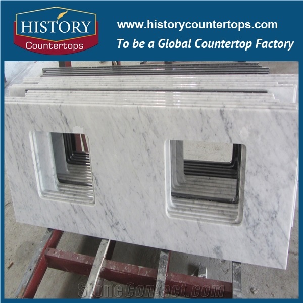 Natural Bianco Carrara03 White Marble for Iinterior Home Decoration, Fantasy White Marble for Bathroom Vanity Top Custom Bath Top for Sales