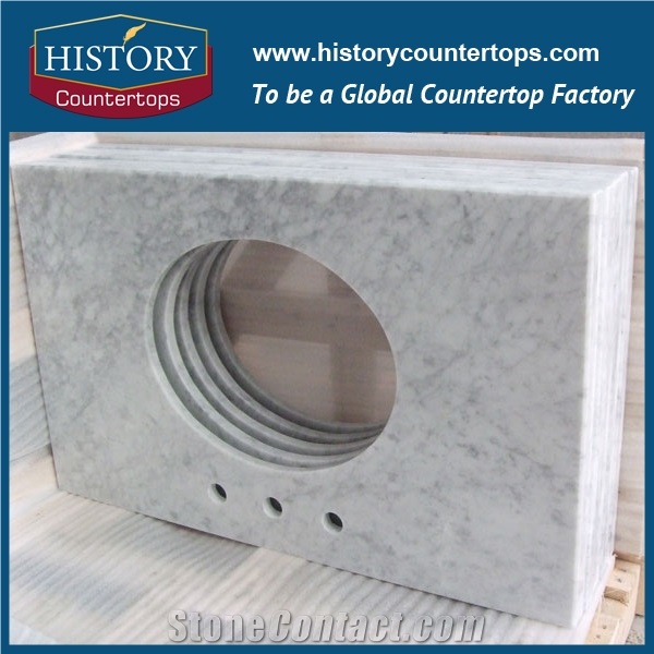 Natural Bianco Carrara03 White Marble for Iinterior Home Decoration, Fantasy White Marble for Bathroom Vanity Top Custom Bath Top for Sales
