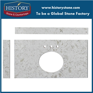 New Granite Look Wholesale White Quartz Vanity Top ,Magnolia New Style Polishing Bathroom Vanity Tops,Quartz Counter Top