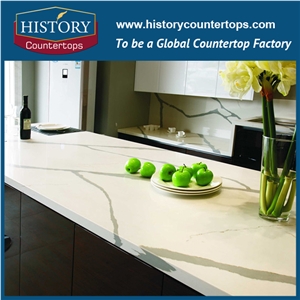 Wholesales High Quality Calacatta White Quartz Stone,White Artificail Countertops, Engineered Kitchen Countertops,For Multi-Family,Commercial Project.
