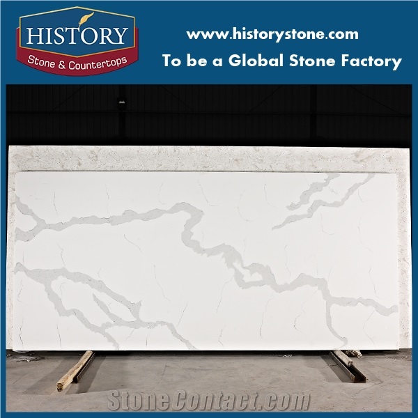 Wholesales High Quality Calacatta White Quartz Stone,White Artificail Countertops, Engineered Kitchen Countertops,For Multi-Family,Commercial Project.