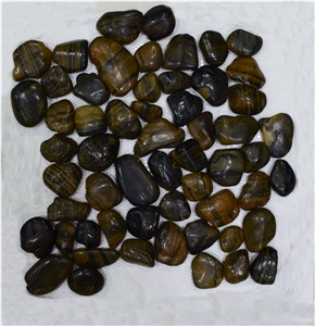 Home Decoration River Mixed Polished Garden Path Striped Pebbles
