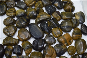 Home Decoration River Mixed Polished Garden Path Striped Pebbles
