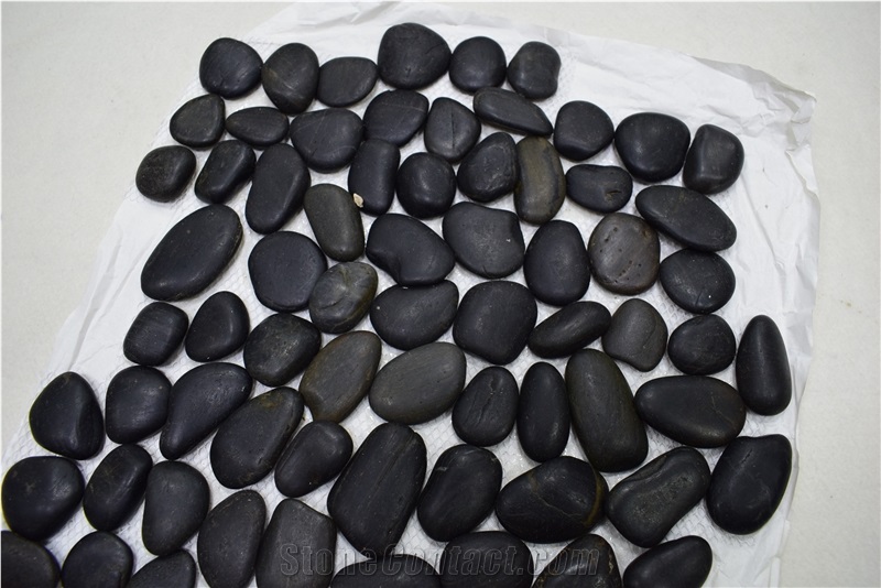 Home Decoration River Mixed Polished Garden Path Striped Pebbles
