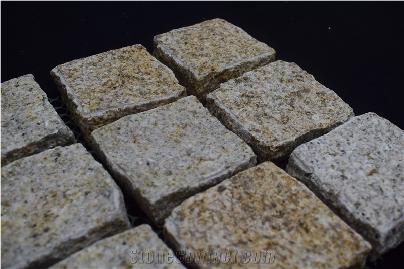 Shandong Yellow Cube, Rusty Pave Granite, Natural Split Stone,G682 Pave Granite