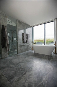 Pacific Honed Marble Wall and Floor Bath Design