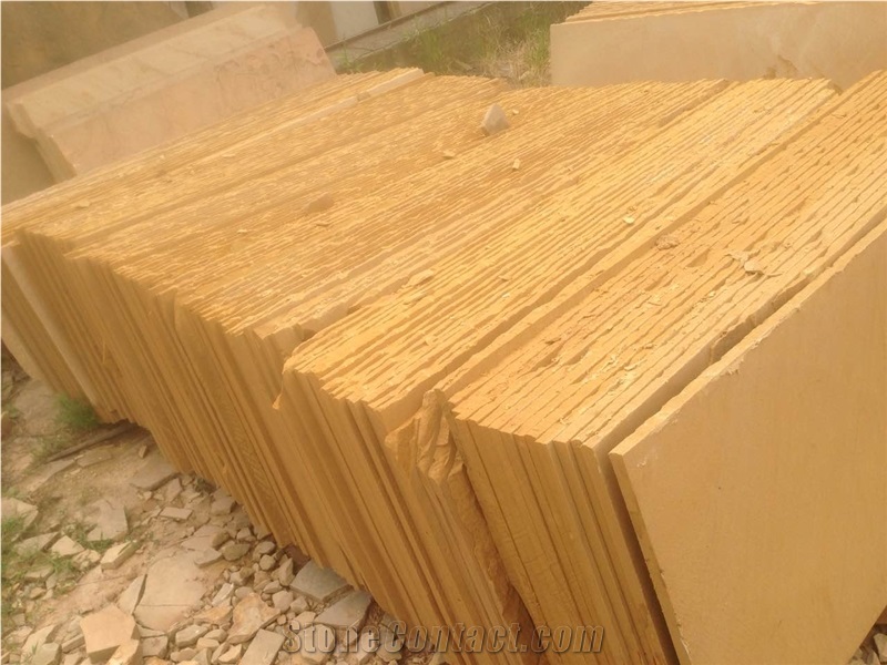 China Wooden Vein Yellow Sandstone Wall/Floor Tiles&Slabs