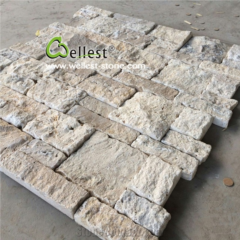 High End Coffee Travertine Ashlar Natural Stone Veneer for Villa
