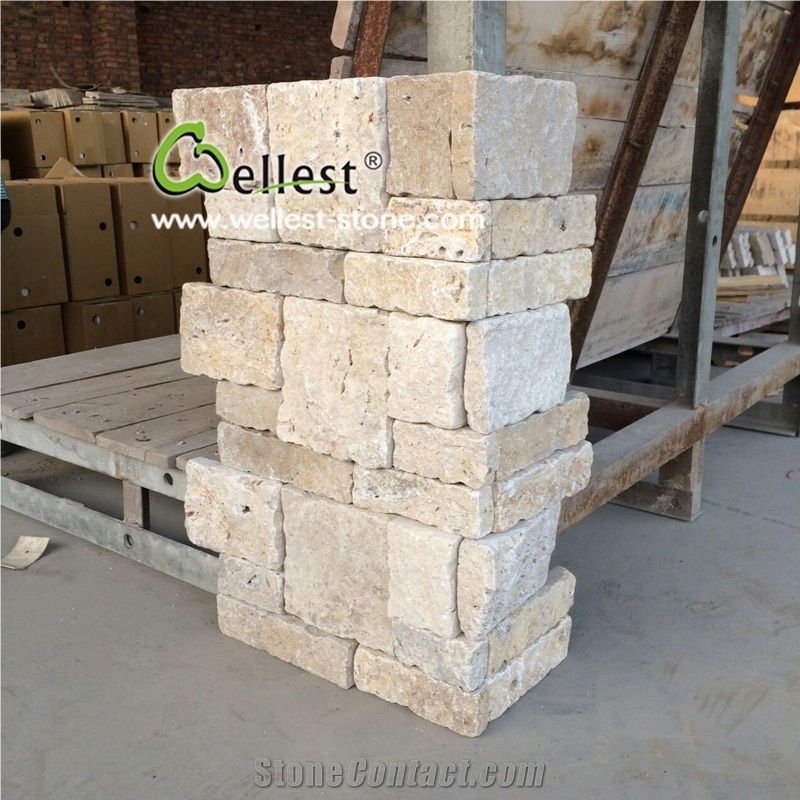 High End Coffee Travertine Ashlar Natural Stone Veneer for Villa
