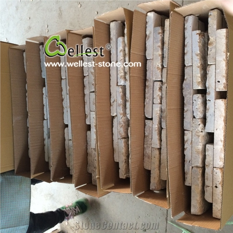 High End Coffee Travertine Ashlar Natural Stone Veneer for Villa