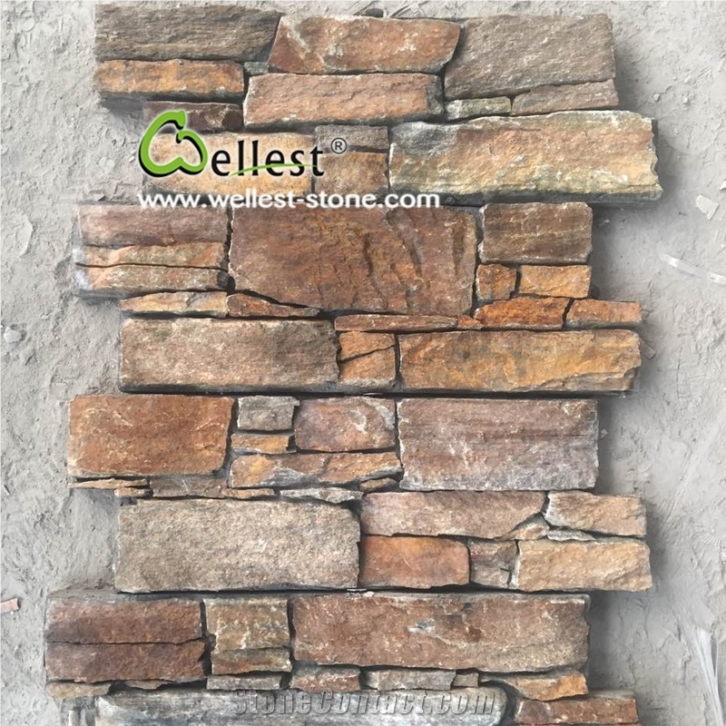 Rustic Quartzite Cement Wall Stone Veneer Panel and Corner