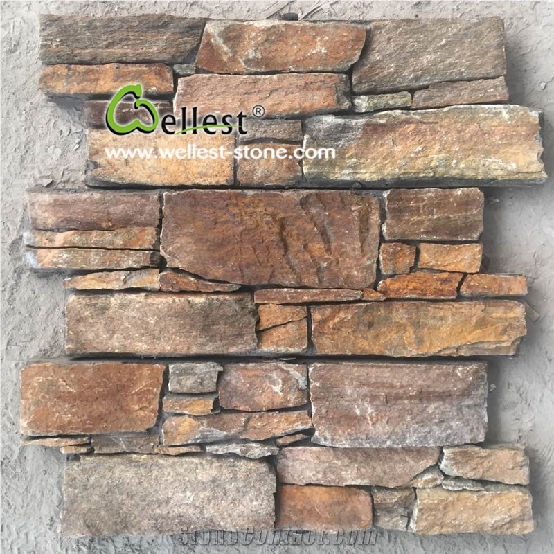 Rustic Quartzite Cement Wall Stone Veneer Panel and Corner