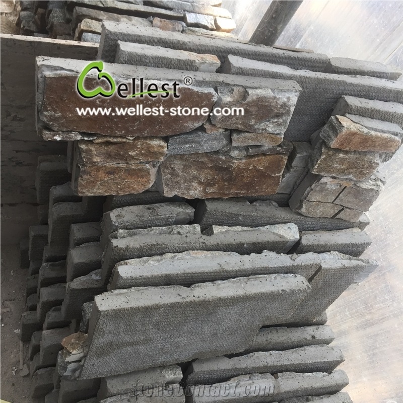 Rustic Quartzite Cement Wall Stone Veneer Panel and Corner