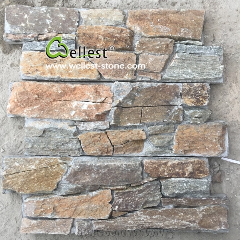 Rustic Quartzite Cement Wall Stone Veneer Panel and Corner