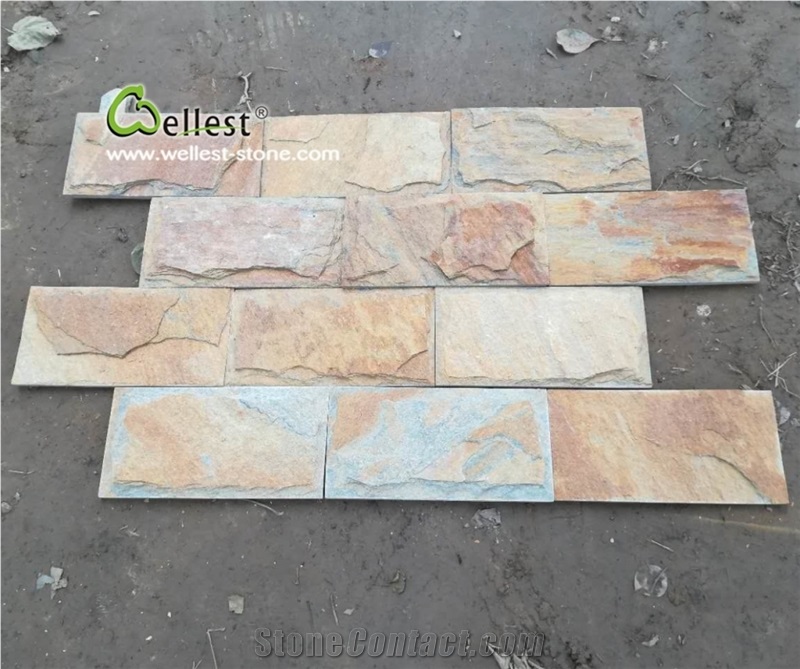 Rusty and Green Slate Mushroom Tile for Wall Cladding and Covering