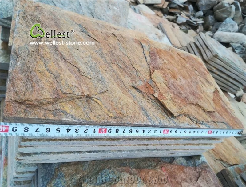 Rusty and Green Slate Mushroom Tile for Wall Cladding and Covering