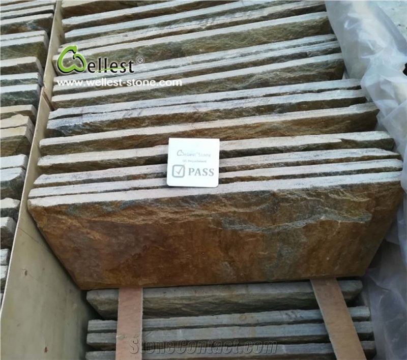 Rusty and Green Slate Mushroom Tile for Wall Cladding and Covering