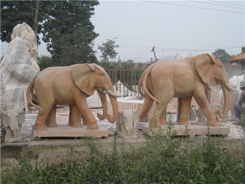 Marble Elephant Statue Sculpture by Hand Carved