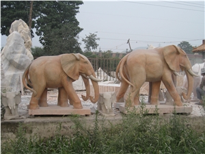 Marble Elephant Statue Sculpture by Hand Carved