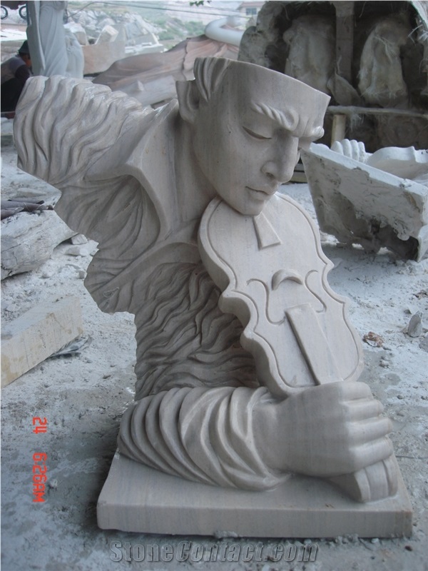 White Marble Abstract Statue Bust Sculpture for Interior Decoration