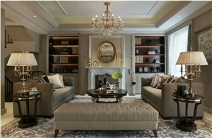 White Marble Fireplace Mantel Surround with Column Design