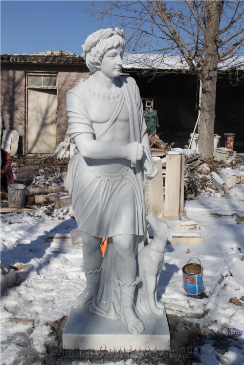 White Marble Soldier Statue Sculpture