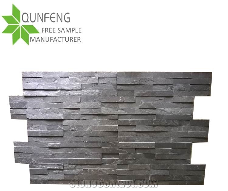 Popular Natural Black Slate Cultured Stone for Wall Cladding