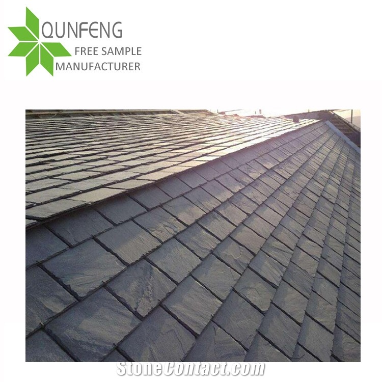 Pre-Drilled Holes,Honed Surface,China Natural Black Slate Roof Tile