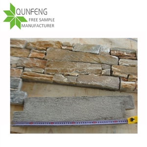 Yellow Slate Cement Stacked Stone Culture Stone Back Concrete/ Column