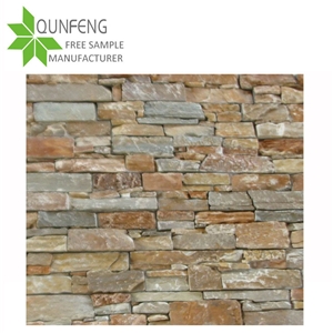 Yellow Slate Cement Stacked Stone Culture Stone Back Concrete/ Column