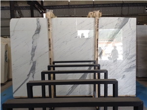 Statuario Marble Tiles White Marble Slabs with Grey Veins White Marble