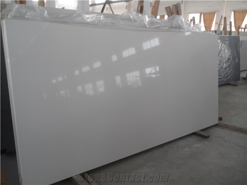 Artificial Quartz Stone Super White Solid Surfaces Engineered Slabs