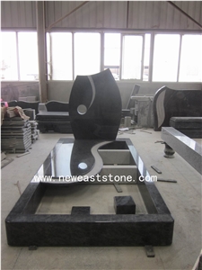 Bahama Blue Granite Headstone Cross Blue Granite Headstone Grave Stone