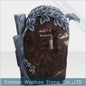 Aurora Red Granite Tree Tombstone,Engraved Monuments,Sculptured Gravestone