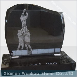 China Black Granite Tombstone Engraved Monument Custom Memorials