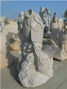 China Factory Granite Fish Sculptures Garden Stone Carvings