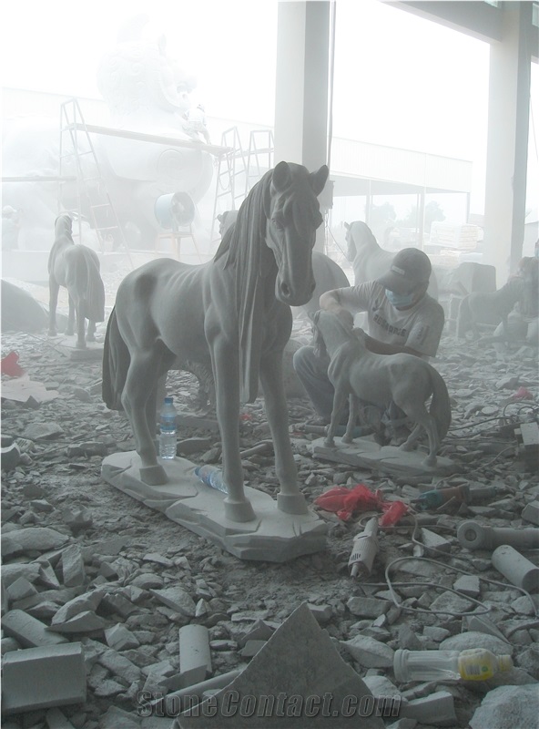 China Factory Granite Horse Sculpture Handcarved Garden Stone Carvings