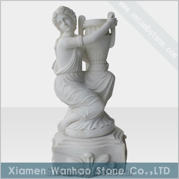 China Factory White Marble Sculptures Garden Statues Angel Carvings